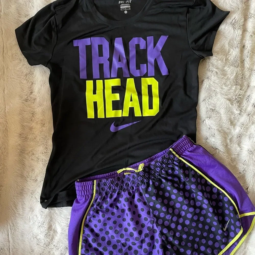 Nike dry fit black purple yellow bundle small track head